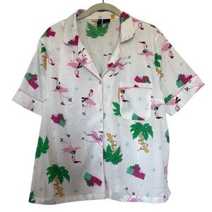Women’s Flamingo Christmas Pajama Top